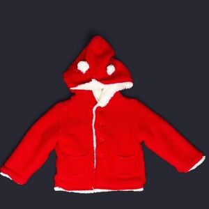 🐞Red Sherpa lined Baby Jacket - size 18m